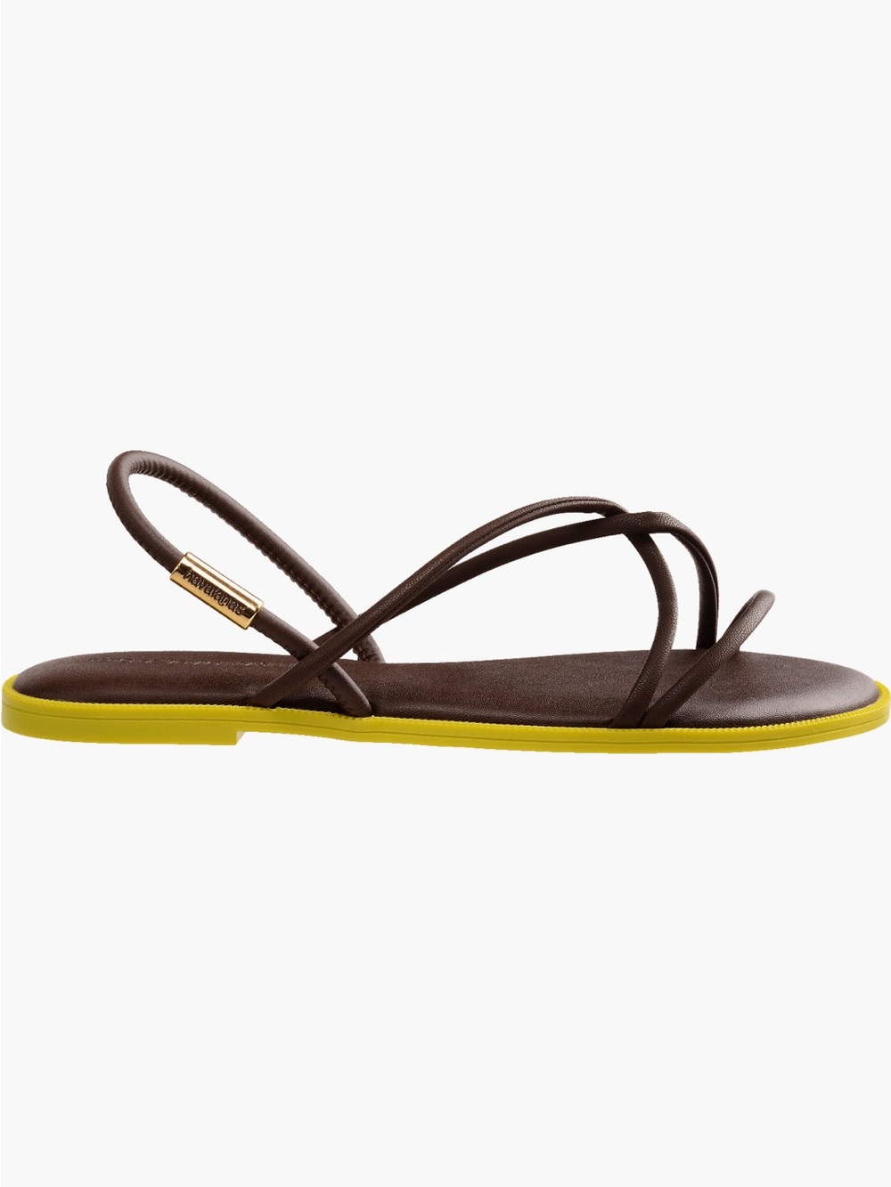 Havaianas Brown Strappy Sandals with Yellow Edge - Picture 4 of 12